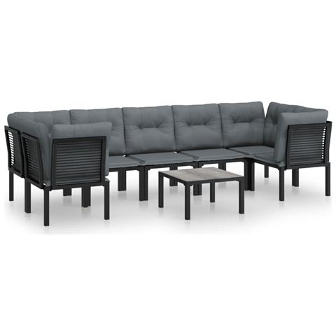 Set Salotto da Giardino 8 pz Nero e Grigio in Polyrattan - Foto 1