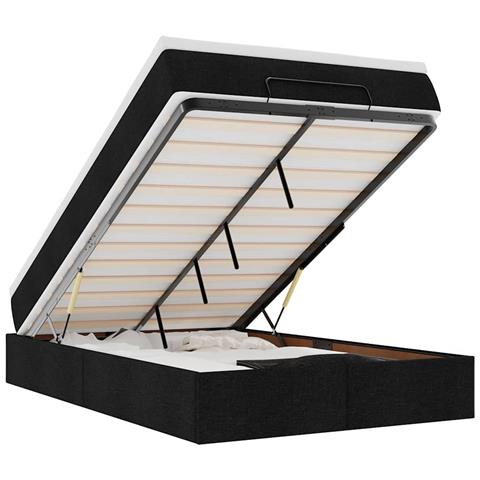 Struttura Letto Pouf con Materasso Nero 120x190 cm in Tessuto - Foto 1