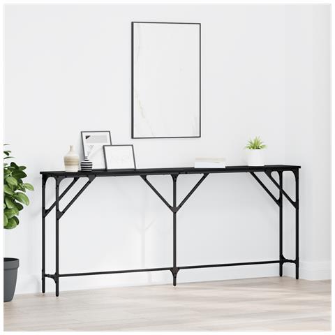 Tavolo Consolle Rovere Nero 180x23x75 cm Legno Ingegnerizzato - Foto 2