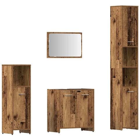 Set Mobili da Bagno 4 pz Legno Antico in Legno Multistrato - Foto 1