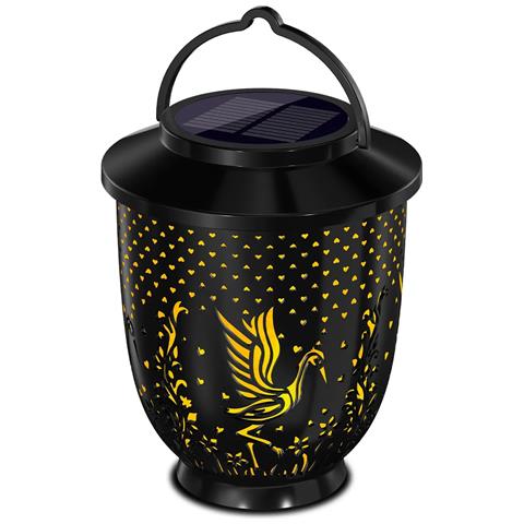 Lanterna Solare Da Giardino Esterno - Design Gru, Finitura Nera, Illuminazione Led Impermeabile Per Paesaggi - Foto 1