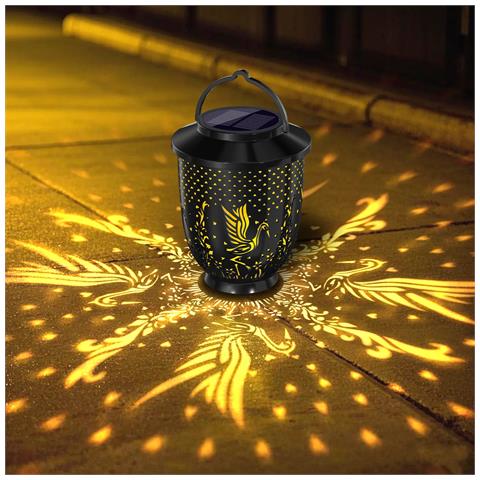 Lanterna Solare Da Giardino Esterno - Design Gru, Finitura Nera, Illuminazione Led Impermeabile Per Paesaggi - Foto 2
