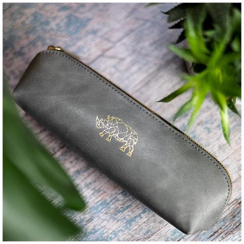 Astuccio Tubo Rotondo Da Ufficio In Scatola Decorativa Regalo Pelle Grigio - Foto 2