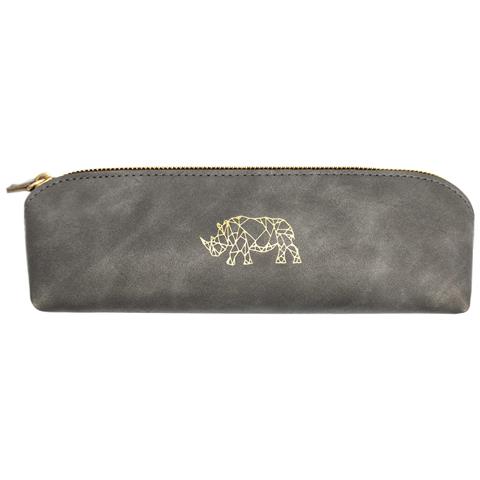 Astuccio Tubo Rotondo Da Ufficio In Scatola Decorativa Regalo Pelle Grigio - Foto 1