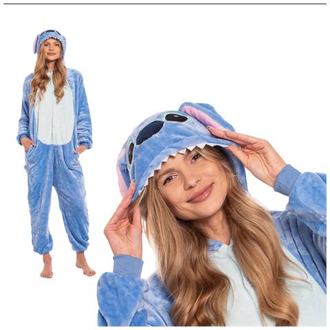 Pigiama Da Donna Tuta Kigurumi Onesie Costume Stich Blu 155-165 M - Foto 1