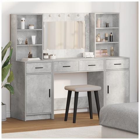 Set di toeletta 3 pezzi  Grigio cemento Legno ingegnerizzato - Foto 2