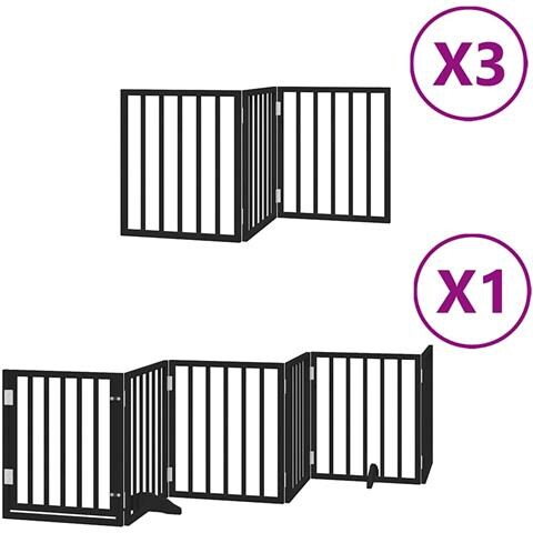 Cancello Cani Porta Pieghevole Nero 15 Pannelli 750 cm Pioppo - Foto 1