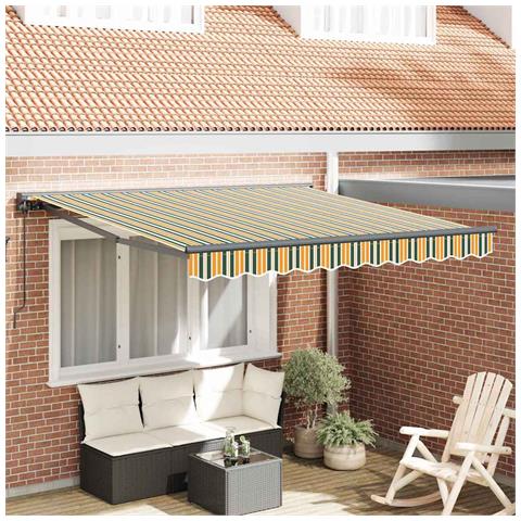 Tenda Retrattile Verde e Giallo 350x250 cm Tessuto - Foto 2