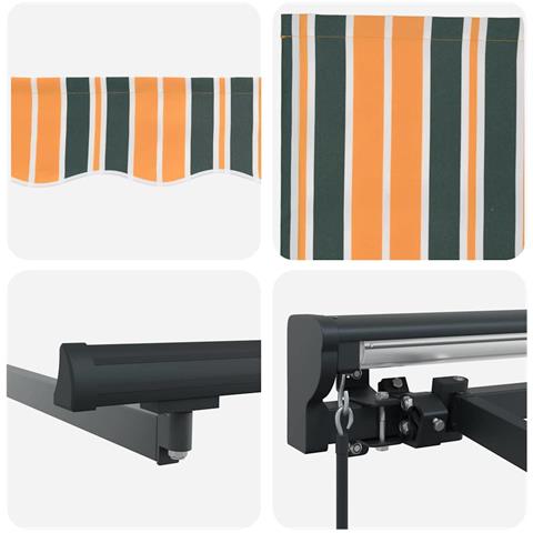 Tenda Retrattile Verde e Giallo 350x250 cm Tessuto - Foto 8