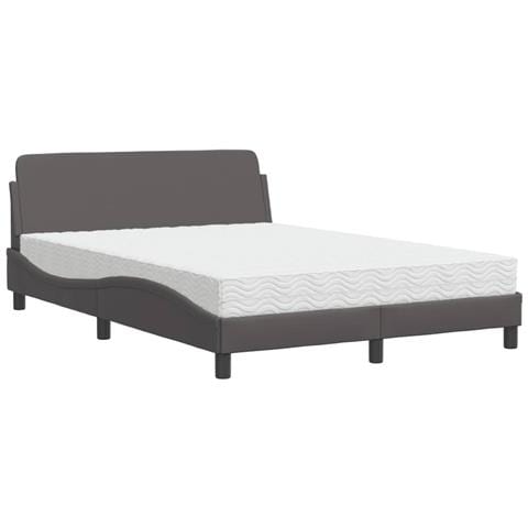 Letto con Materasso Grigio 140x190 cm in Similpelle - Foto 1