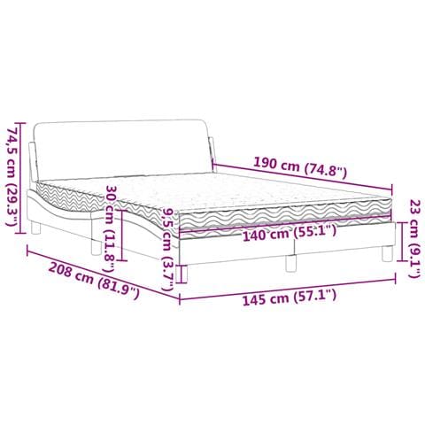 Letto con Materasso Grigio 140x190 cm in Similpelle - Foto 9