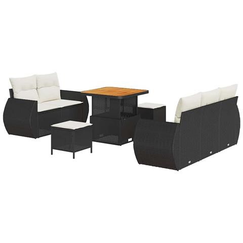 Set Divano da Giardino 8 pcs Nero e crema 80 x 80 x 71 cm - Foto 1