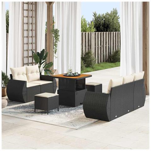 Set Divano da Giardino 8 pcs Nero e crema 80 x 80 x 71 cm - Foto 2