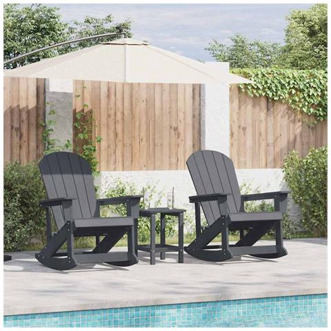 Sdraio Rocking Adirondack 2 pcs Grigio chiaro HDPE - Foto 2
