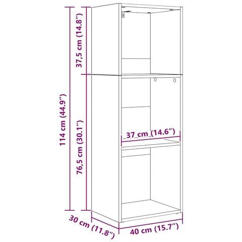 Libreria Rovere nero 40 x 30 x 114 cm Legno multistrato - Foto 8
