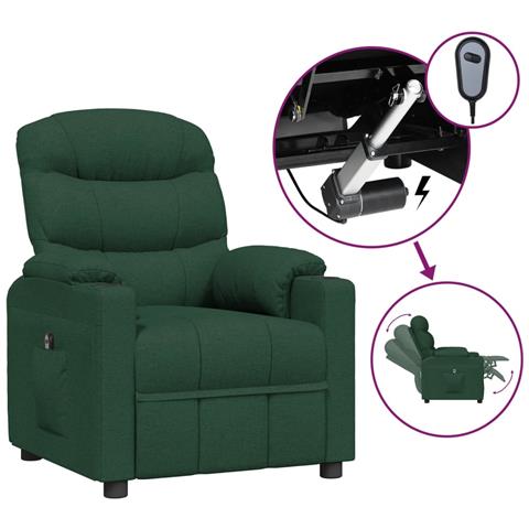 Poltrona Elettrica Reclinabile Verde Scuro in Tessuto - Foto 1