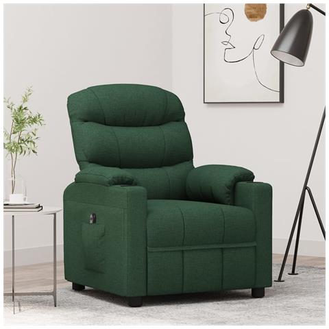 Poltrona Elettrica Reclinabile Verde Scuro in Tessuto - Foto 2