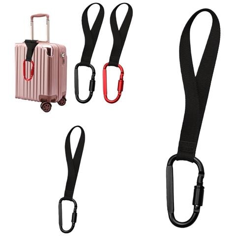 Set Da 2 Ganci Da Viaggio Con Moschettone In Alluminio E Cinturino In Nylon Black - Foto 2
