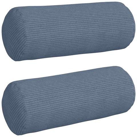 Cuscini a rullo 2 pcs Blu Ø 15 x 40 cm Tessuto in Cords - Foto 1