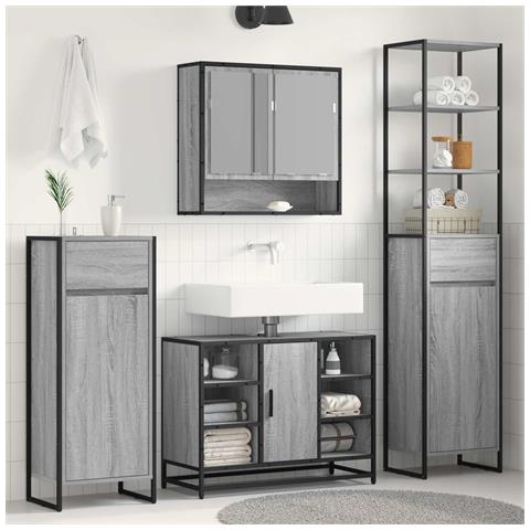 Mobile da Bagno con cassetto Grigio Sonoma 40 x 30 x 180 cm - Foto 2