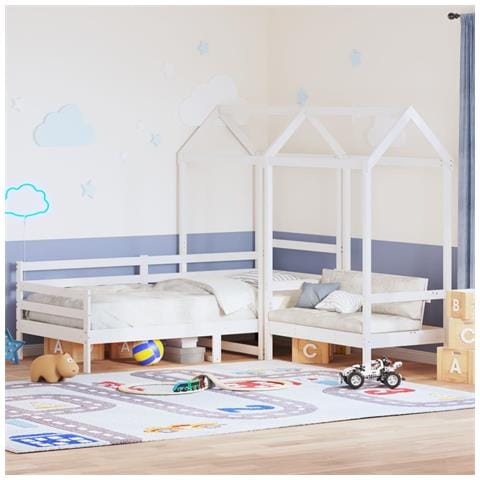 Set Dormeuse e Panca con Tetto Bianco 80x200cm Massello Pino - Foto 2