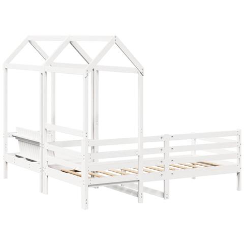 Set Dormeuse e Panca con Tetto Bianco 80x200cm Massello Pino - Foto 8