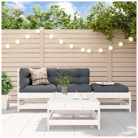 Set Divani da Giardino 4pz con Cuscini in Legno Massello Bianco - Foto 2
