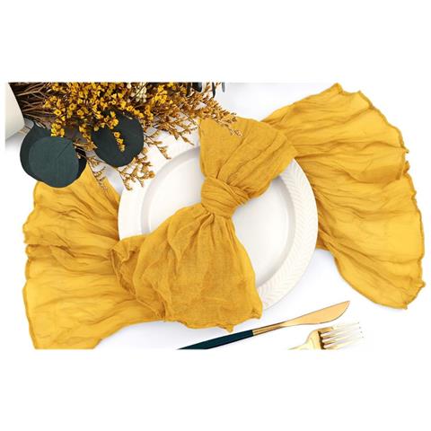 Set Di 12 Tovaglioli In Tessuto Increspato - Poliestere Per Feste Di Matrimonio E Decorazioni Per La Casa Yellow - Foto 2