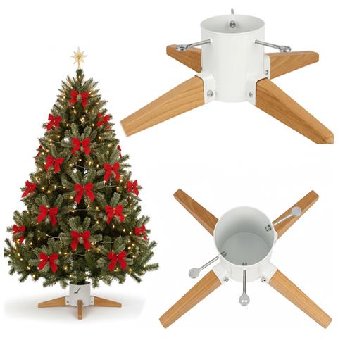 Base albero di Natale, legno e metallo, bianca, rustica, 2,5 m - Foto 4