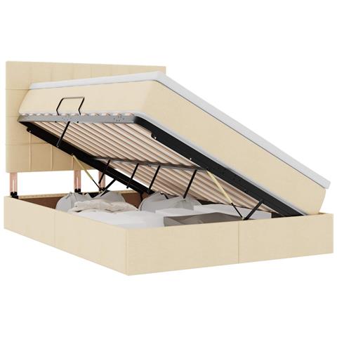 Letto con contenitore e materasso Crema 140 x 200 cm Poliestere - Foto 1