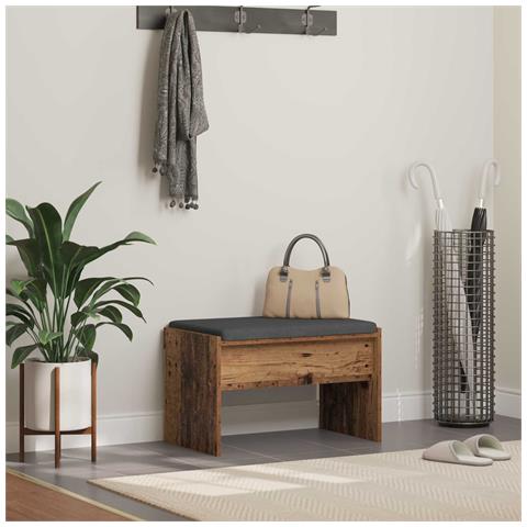 Panca per ingresso con cuscino Legno vecchio 63 x 38 x 40 cm - Foto 2