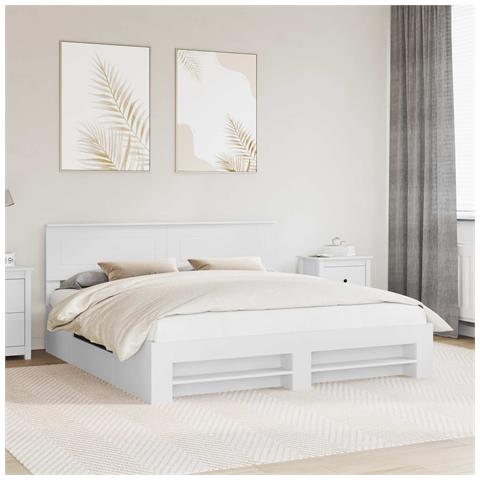 Struttura del letto Bianco 180 x 200 cm Legno multistrato - Foto 2