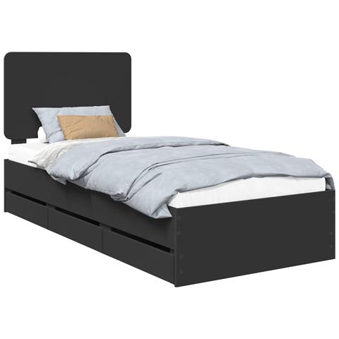 Struttura del letto Nero 75 x 190 cm Legno Ingegnerizzato - Foto 1