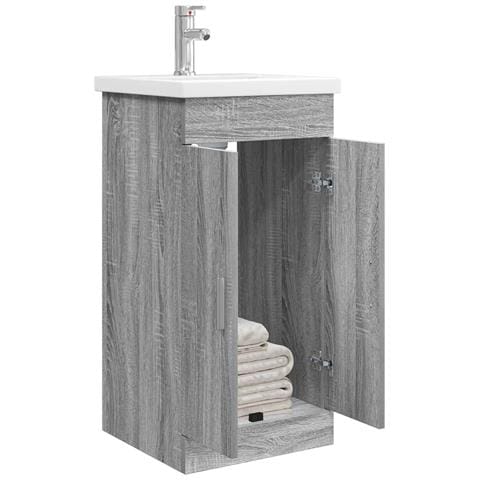 Mobile da bagno con lavabo Sonoma grigio 42 x 40 x 84,5 cm - Foto 2