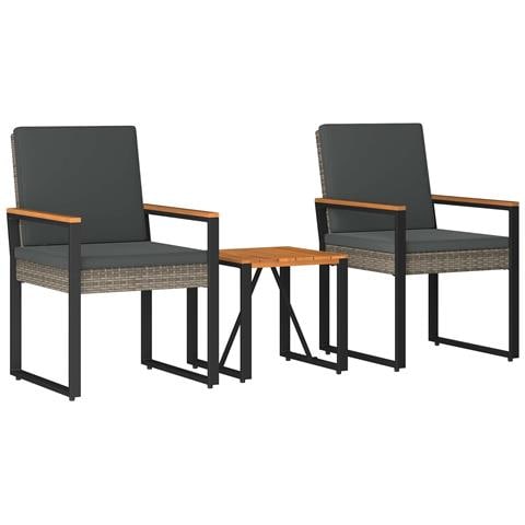 Set Mobili da Esterno 3 pcs Grigio e Grigio Scuro polyrattan - Foto 1