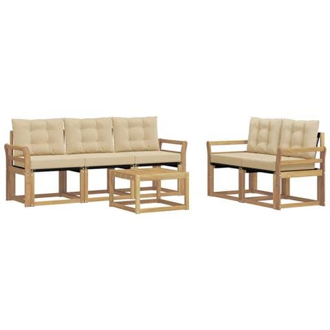 Set di divani da esterno con cuscino 6 pcs Bianco e Beige - Foto 1