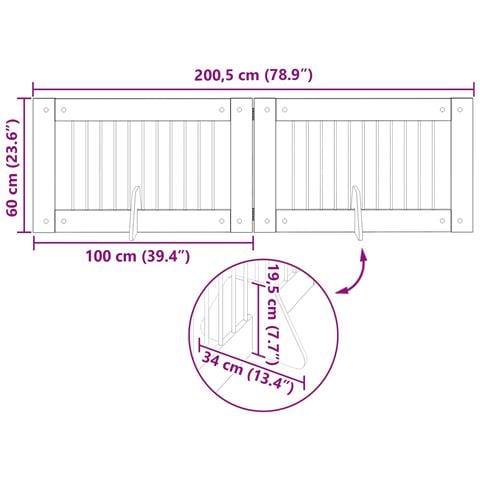 Cancello per cani pieghevole con supporti 2 pcs 200,5 cm - Foto 9