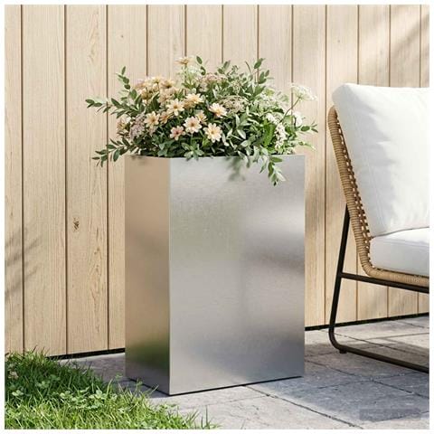 Vaso da giardino Argento 50 x 40 x 75 cm Acciaio Inox - Foto 2