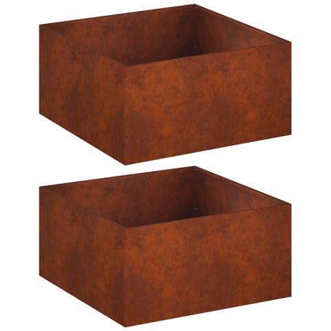 Vaso da giardino 2 pz Ruggine 100 x 100 x 40 cm Acciaio Corten - Foto 1