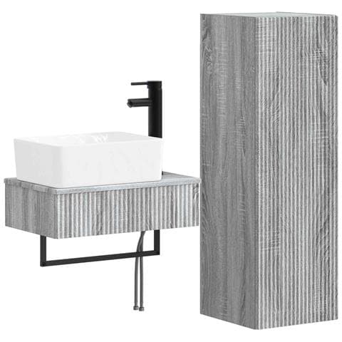Set di mobili per il bagno 2 pz Sonoma grigio - Foto 1