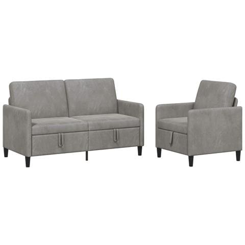 Set di Divani con Storage 2 pz Grigio Chiaro Poliestere - Foto 1