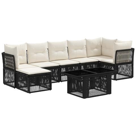 Set Divano da Giardino 8 pz Nero polyrattan - Foto 1