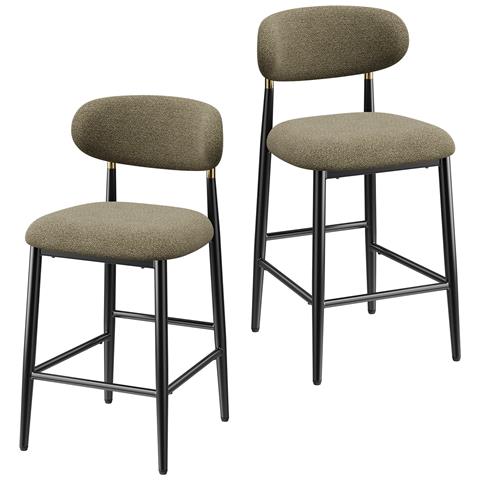 2 Sgabelli Da Bar In Tessuto Rivestiti Con Schienale 49,5x52x95 Cm Marrone - Foto 1