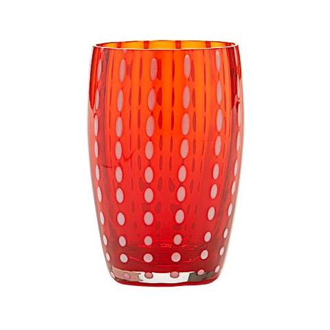 Set 6 Bicchieri Tumbler in Vetro Ø 71 mm H 109 mm Capacità 32 cl Colore Rosso - Collezione Perle - Foto 1