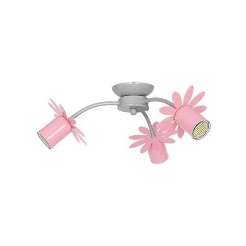 7868 Lampadario In Acciaio Da Soffitto Per Cameretta Bambini, Plafoniera Spot Fiore3, Rosa. - Foto 1