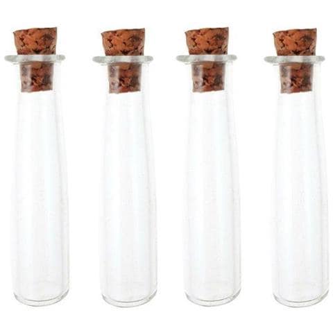 4 Mini Fiale In Vetro 4 Cm Con Tappo In Sughero - Foto 1