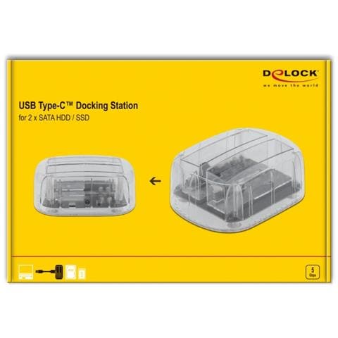 Docking Station con USB Type-C per 2 x SATA HDD / SSD trasparenti - Foto 2