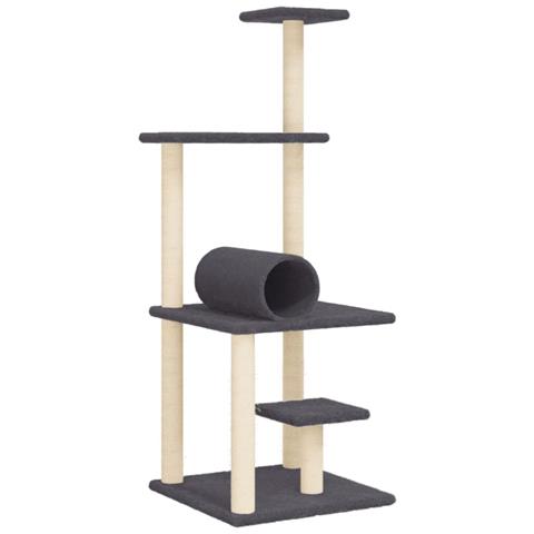 Albero Per Gatti Con Tiragraffi In Sisal Grigio Scuro 136 Cm - Foto 1