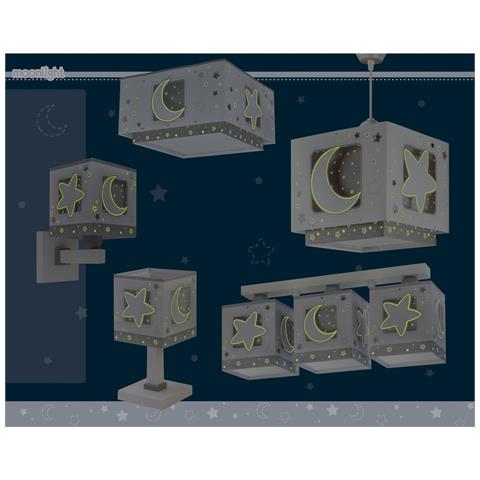 Lampada Da Comodino Per Bambini Moonlight Luna E Stelle Grigio - Foto 7