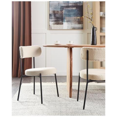 Sedia Da Pranzo Set Di 2 Bouclé Beige Chiaro Allison - Foto 1